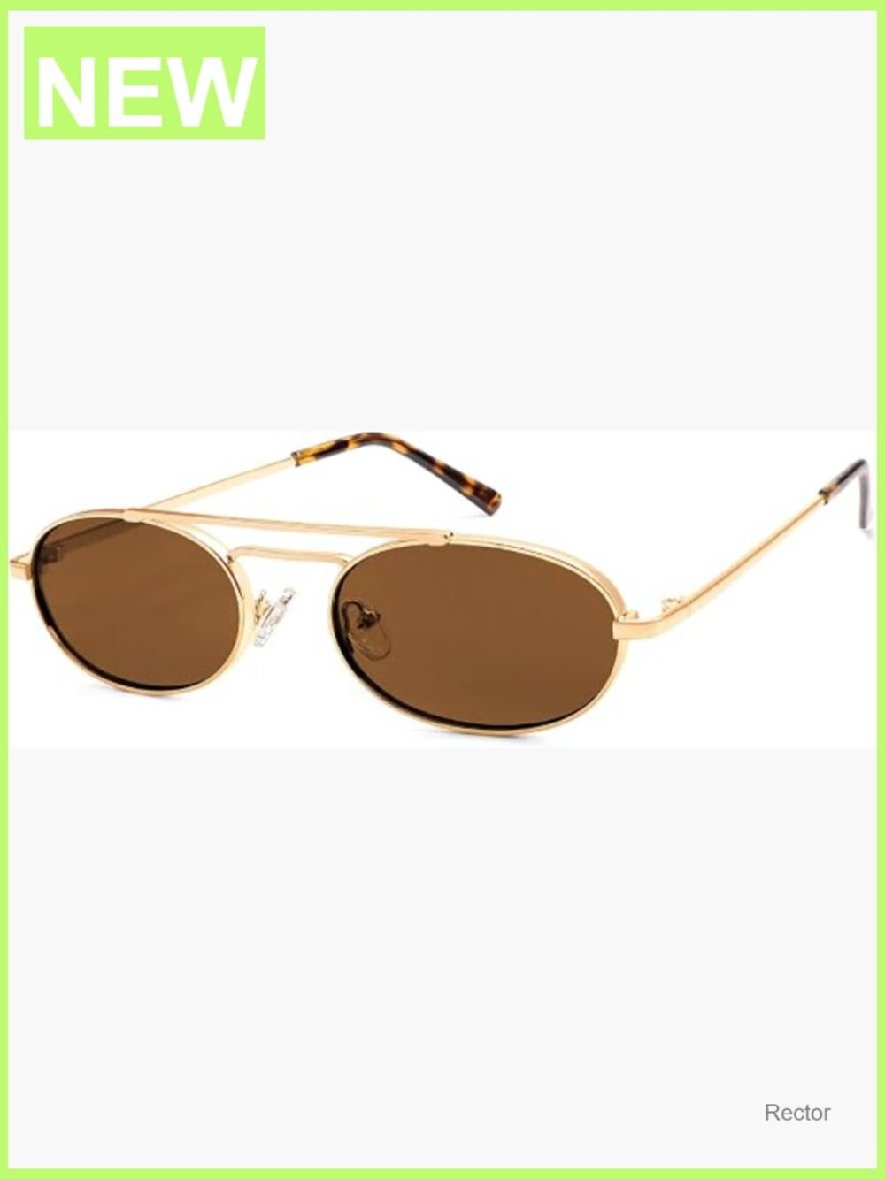 Retro Oval Small Sunglasses Double Bridge Narrow Vintage Sunnies